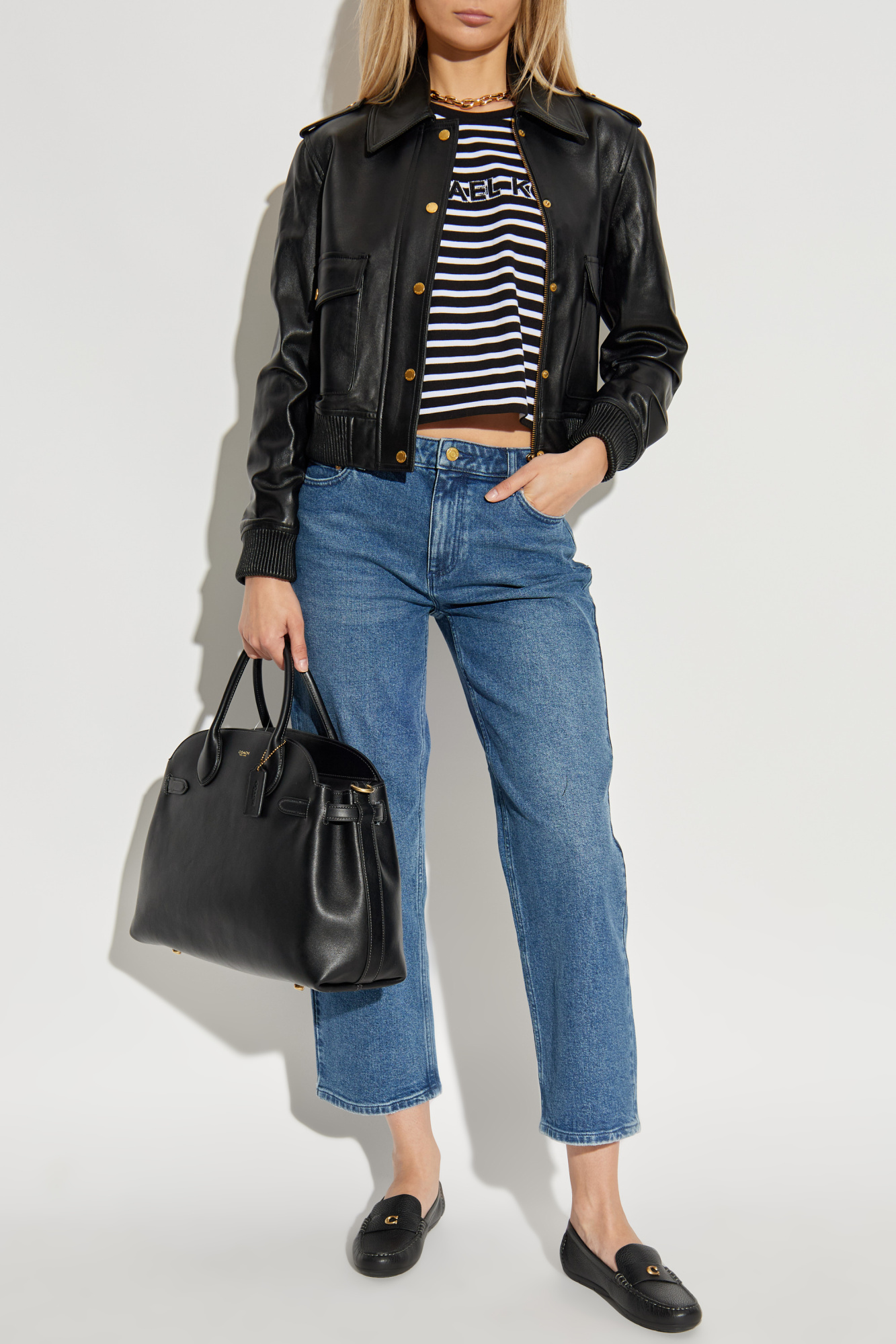Michael Kors Crinkled Leather Moto Jacket SM NWT – Karnas